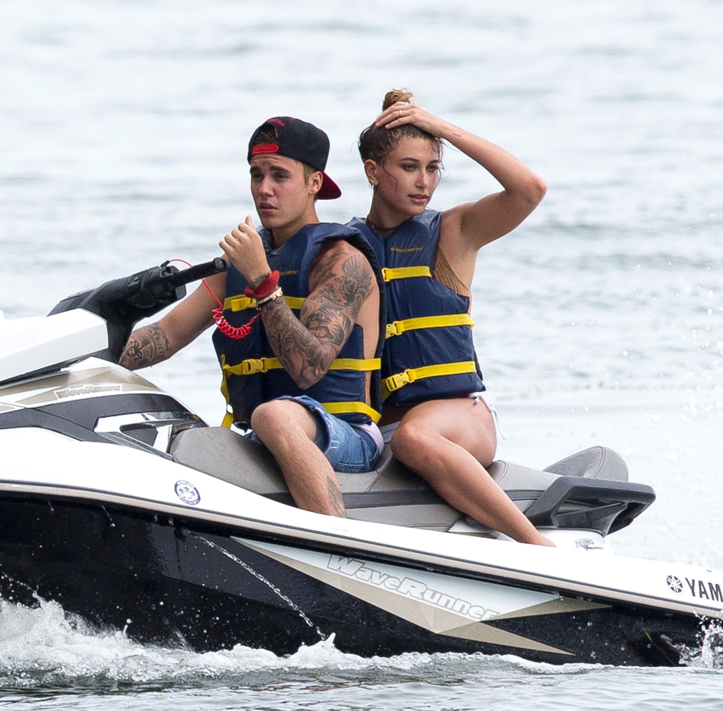 Justin Bieber and Hailey Baldwin romantic jet ski ride in Miami.