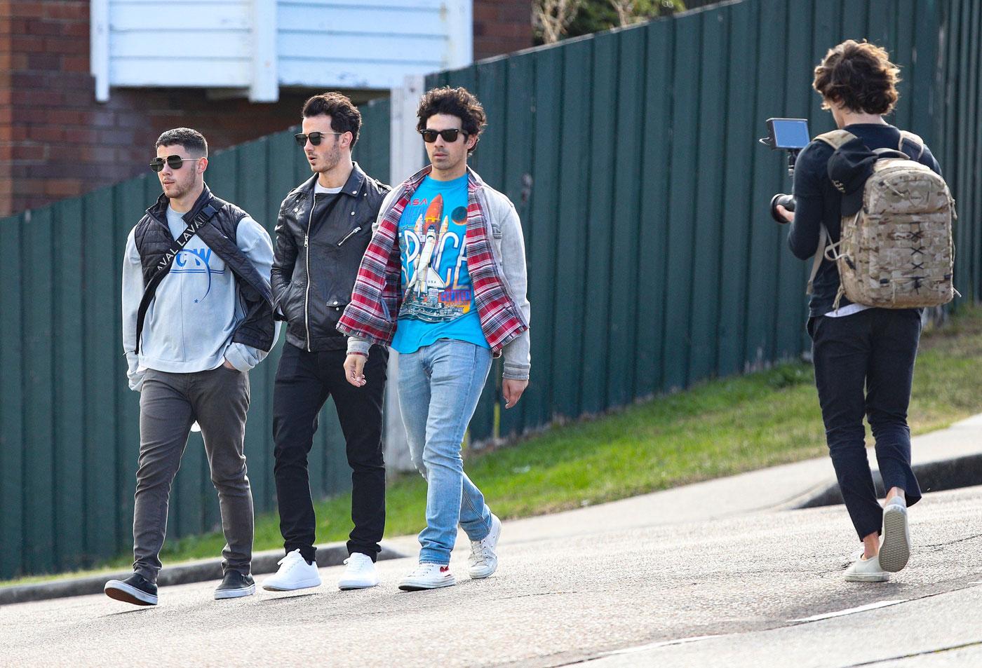 EXCLUSIVE: The Jonas Brothers pictured filming in Sydney.