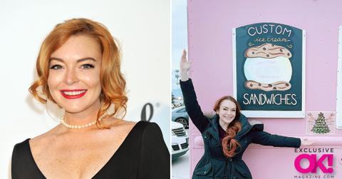 lindsay lohan buys ice cream for netflix rom com crew photo movie ok