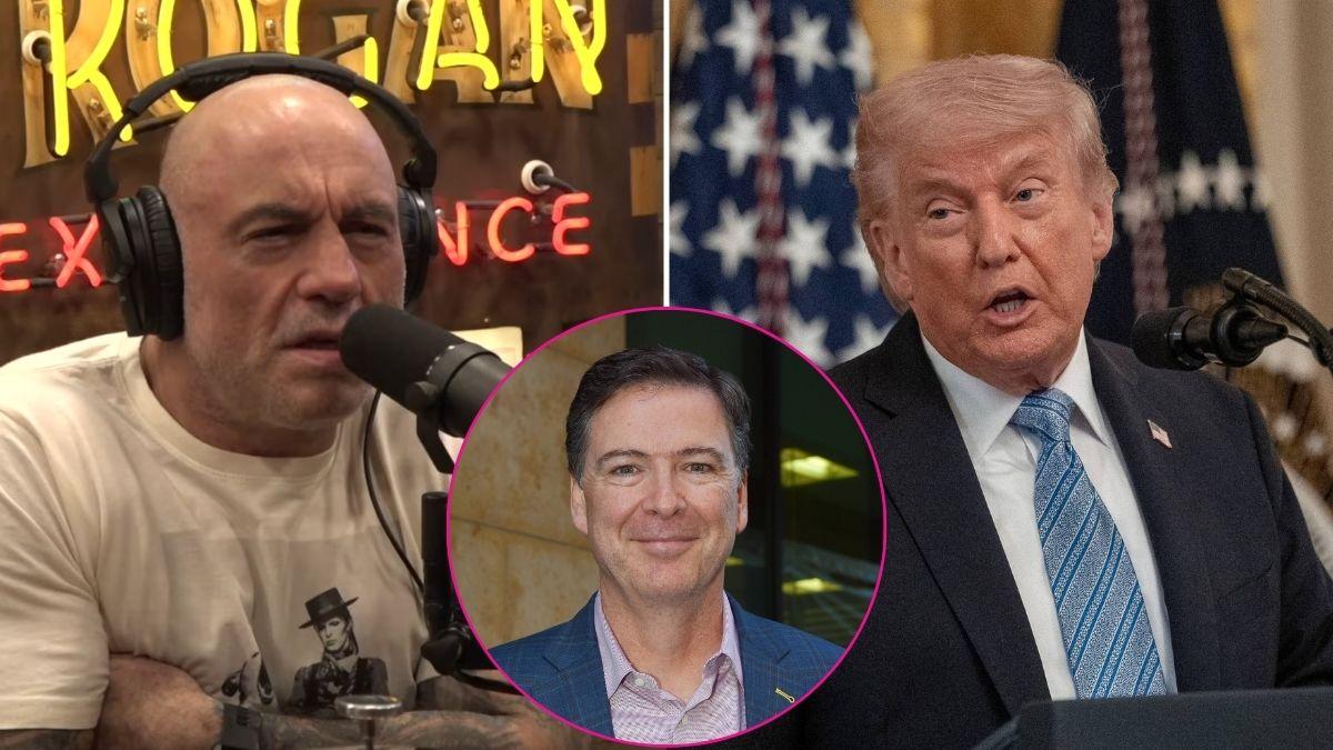 Composite photo of Joe Rogan, James Comey and Donald Trump.
