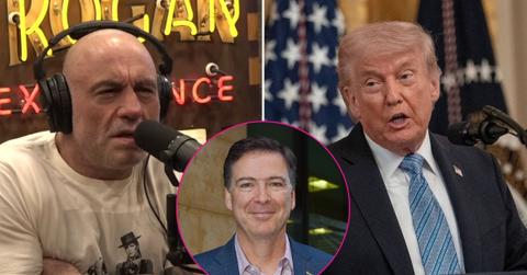 Composite photo of Joe Rogan, James Comey and Donald Trump.