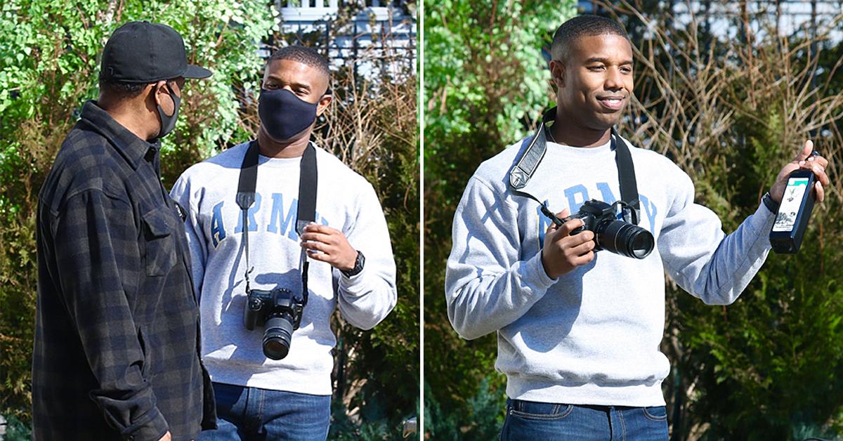 Michael B Jordan Seen On Set Of Journal For Jordan Directed By Denzel Washington