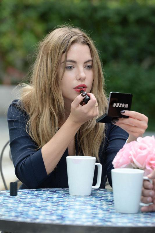 Ashley Benson Touches Up Her Look With Buxom Bold Gel Lipstick