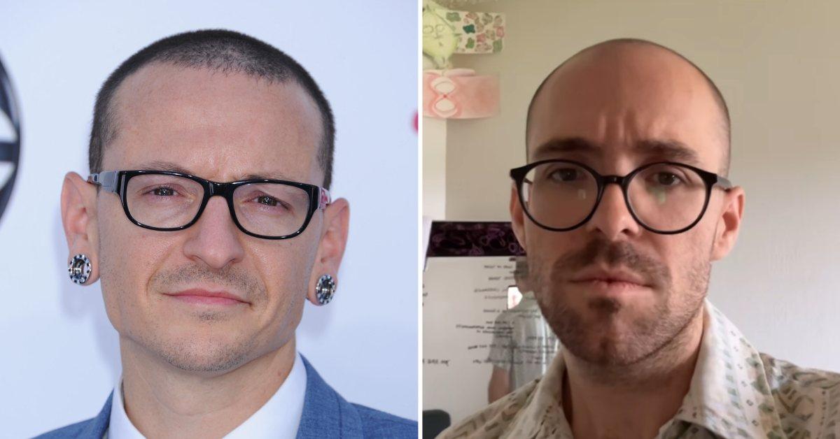 Composite photo of Chester and Jamie Bennington