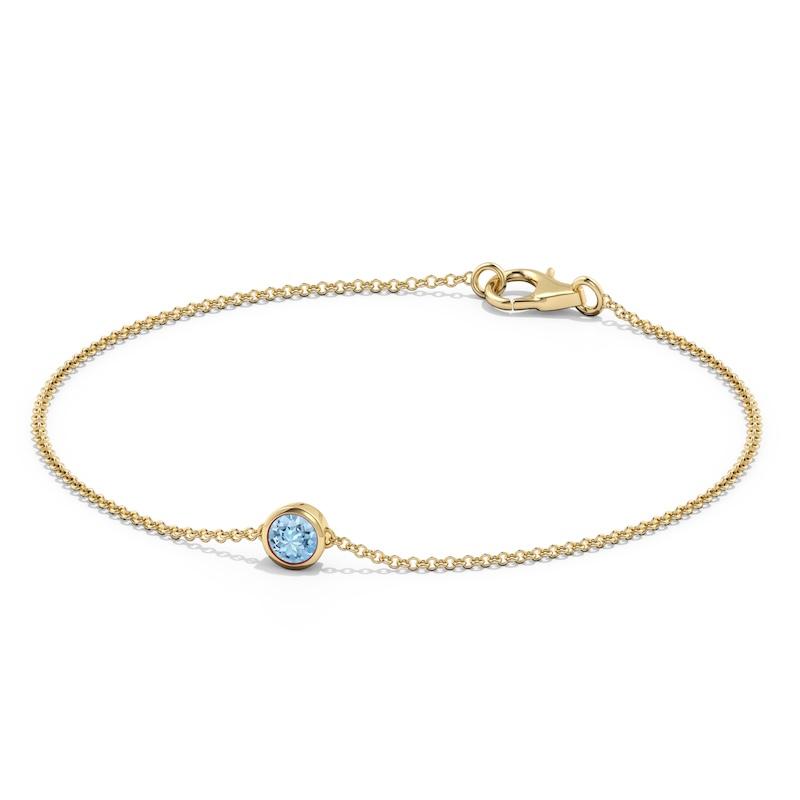 bezel set round aquamarine chain braceletgold