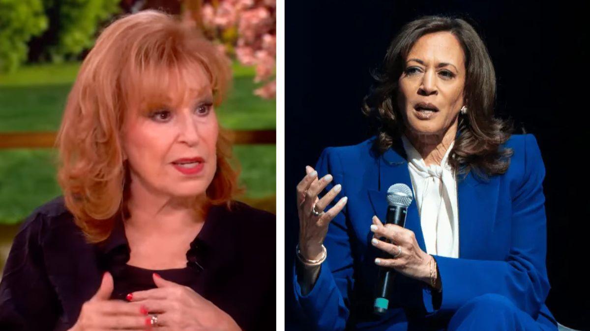 Split photo of Joy Behar and Kamala Harris