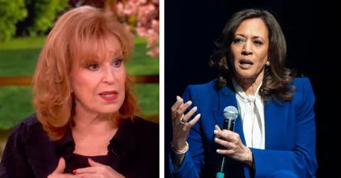 Split photo of Joy Behar and Kamala Harris