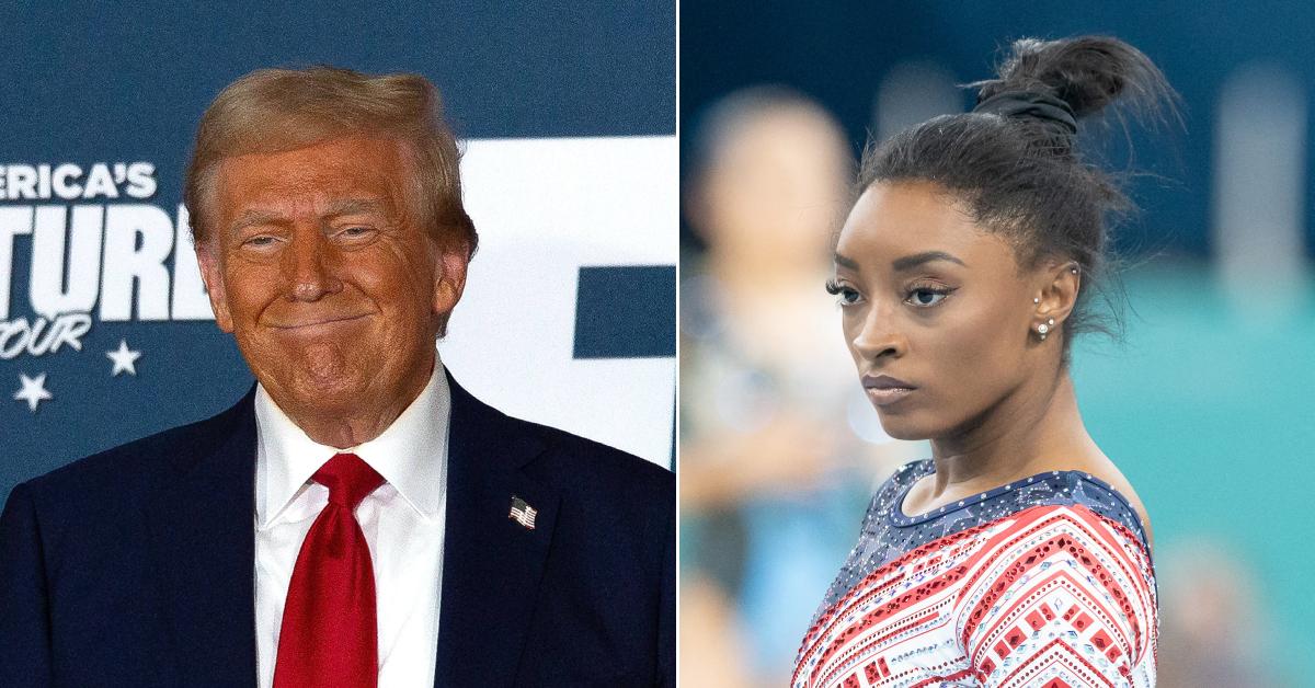 Photo of Donald Trump; picture of Simone Biles.