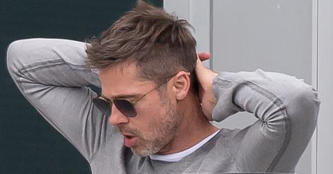 *PREMIUM EXCLUSIVE* Brad Pitt spotted at Nice Airport with long time friend Dede Gardner