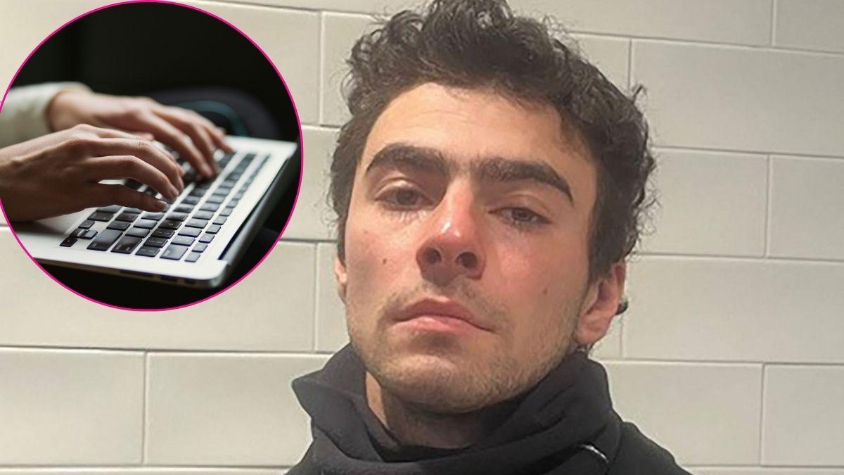 split of Luigi Mangione and keyboard. 