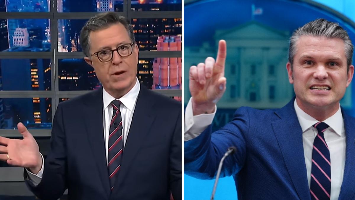 split of Stephen Colbert, Pete Hegseth. 