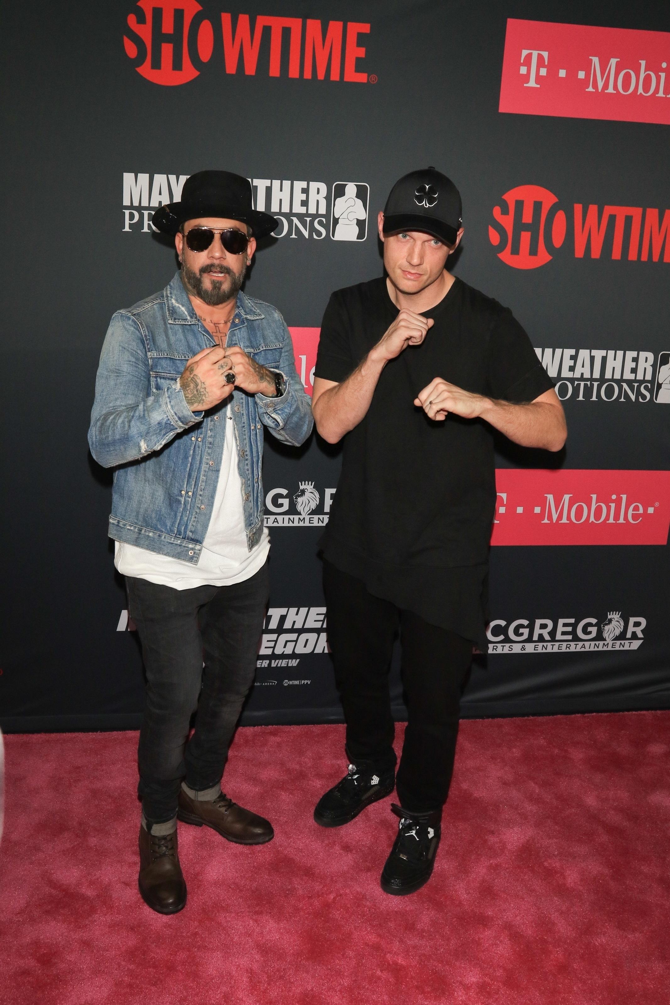 Nick Carter and AJ McLean at the Mayweather VS McGregor VIP Pre Fight Party Arrivals