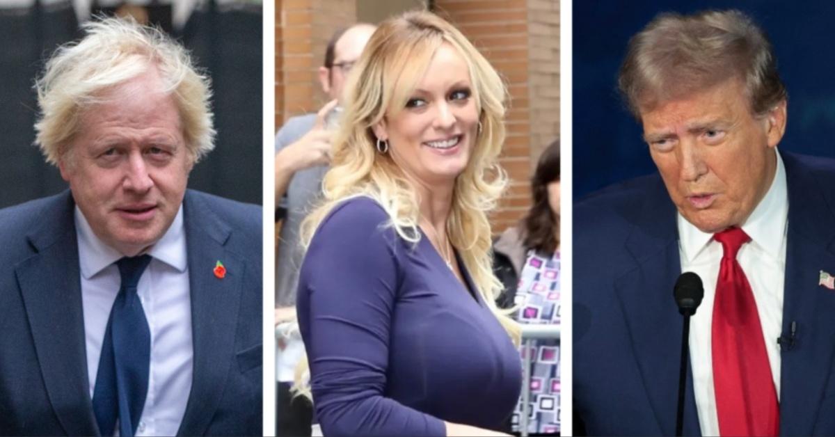 Split photo of Boris Johnson, Stormy Daniels and Donald Trump