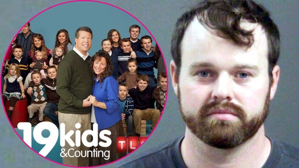 Composite photo of Josh Duggar and Duggar family.