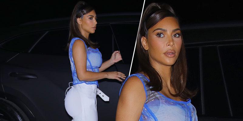 Kim Kardashian seen arriving to a friends house for dinner in Malibu, CA.