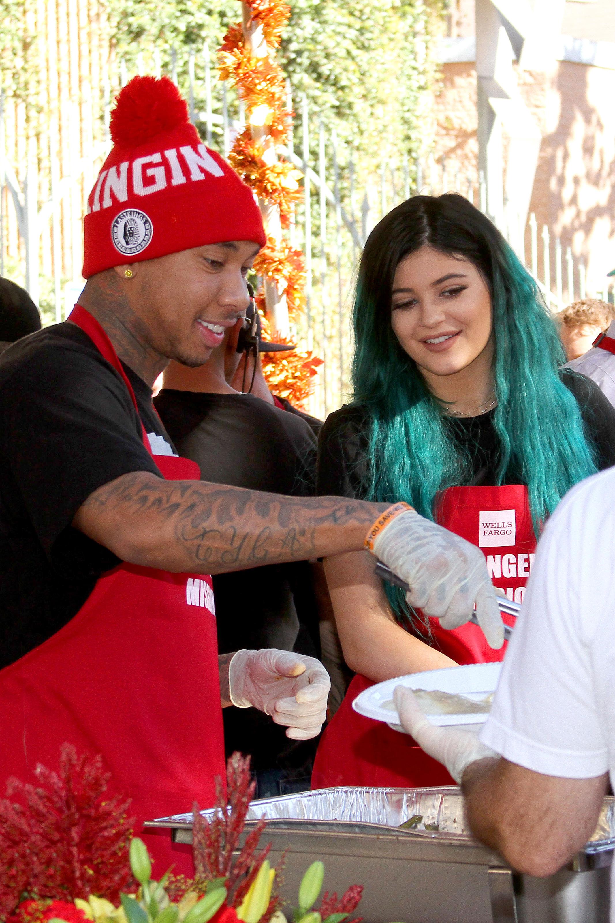 Kylie Jenner and Tyga make an adorable couple as they feed the homeless