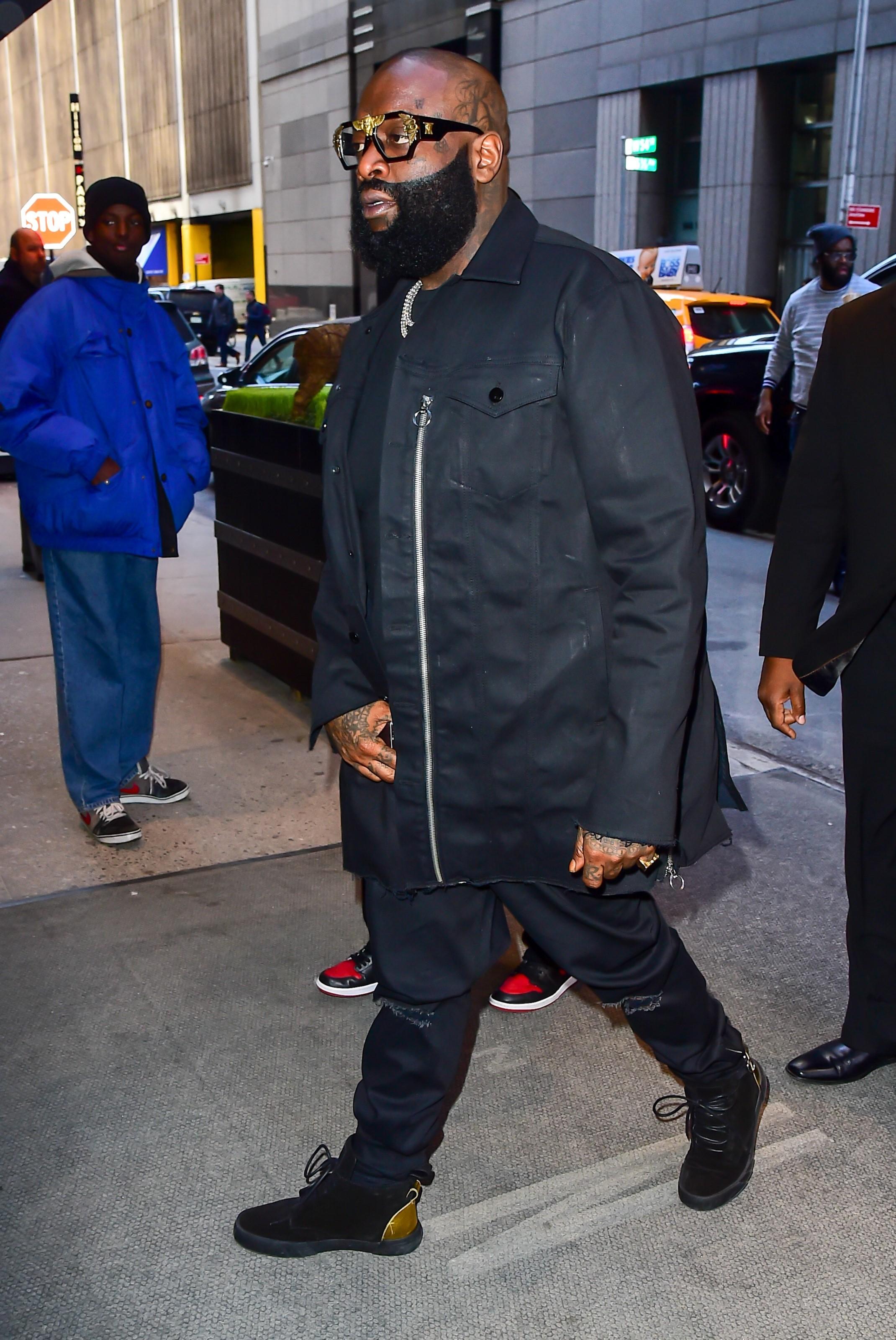 Rick Ross keeps it cool in NYC with his crew