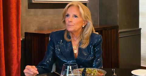 Image of Jill Biden, 75, spoke on 'Dinner's on Me With Jesse Tyler Ferguson' about recording the audiobook of her memoir and struggling to say aloud that her son was a drug addict.
