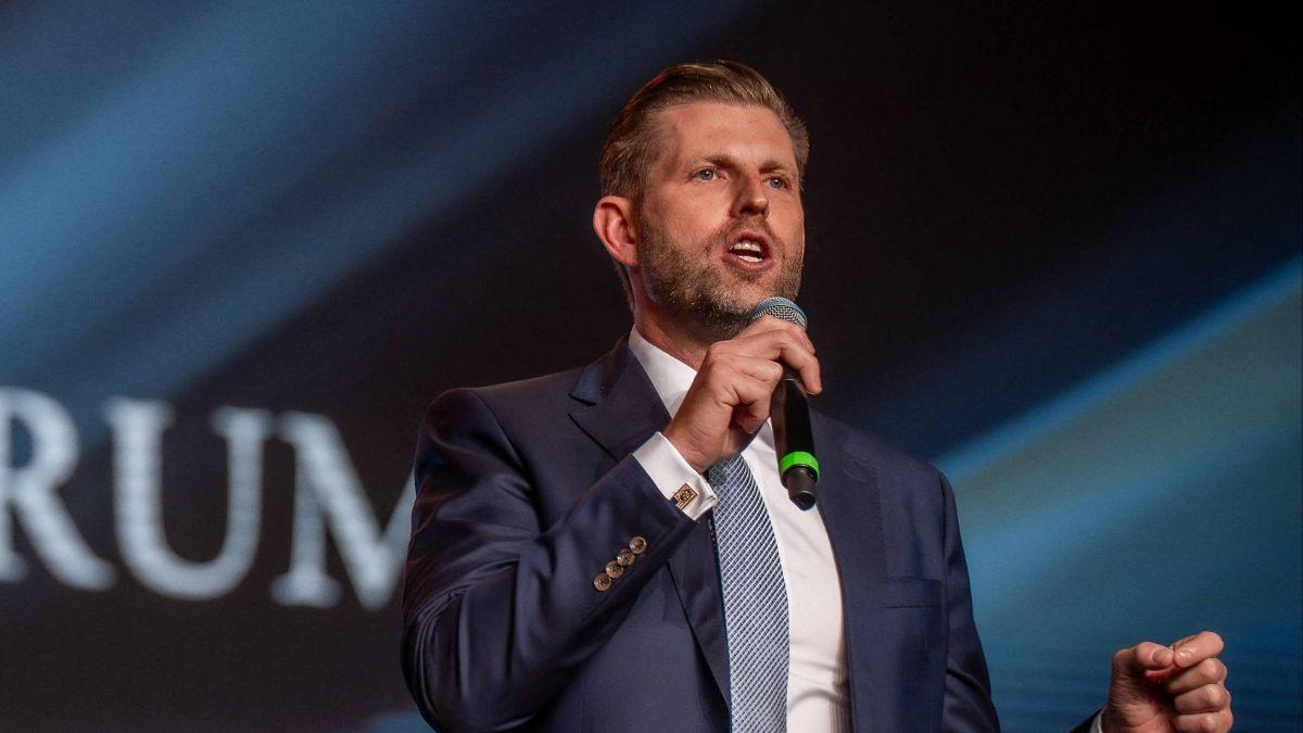 image of Sara Eisen questioned the Trump brothers about a 49 percent stake in their crypto venture.