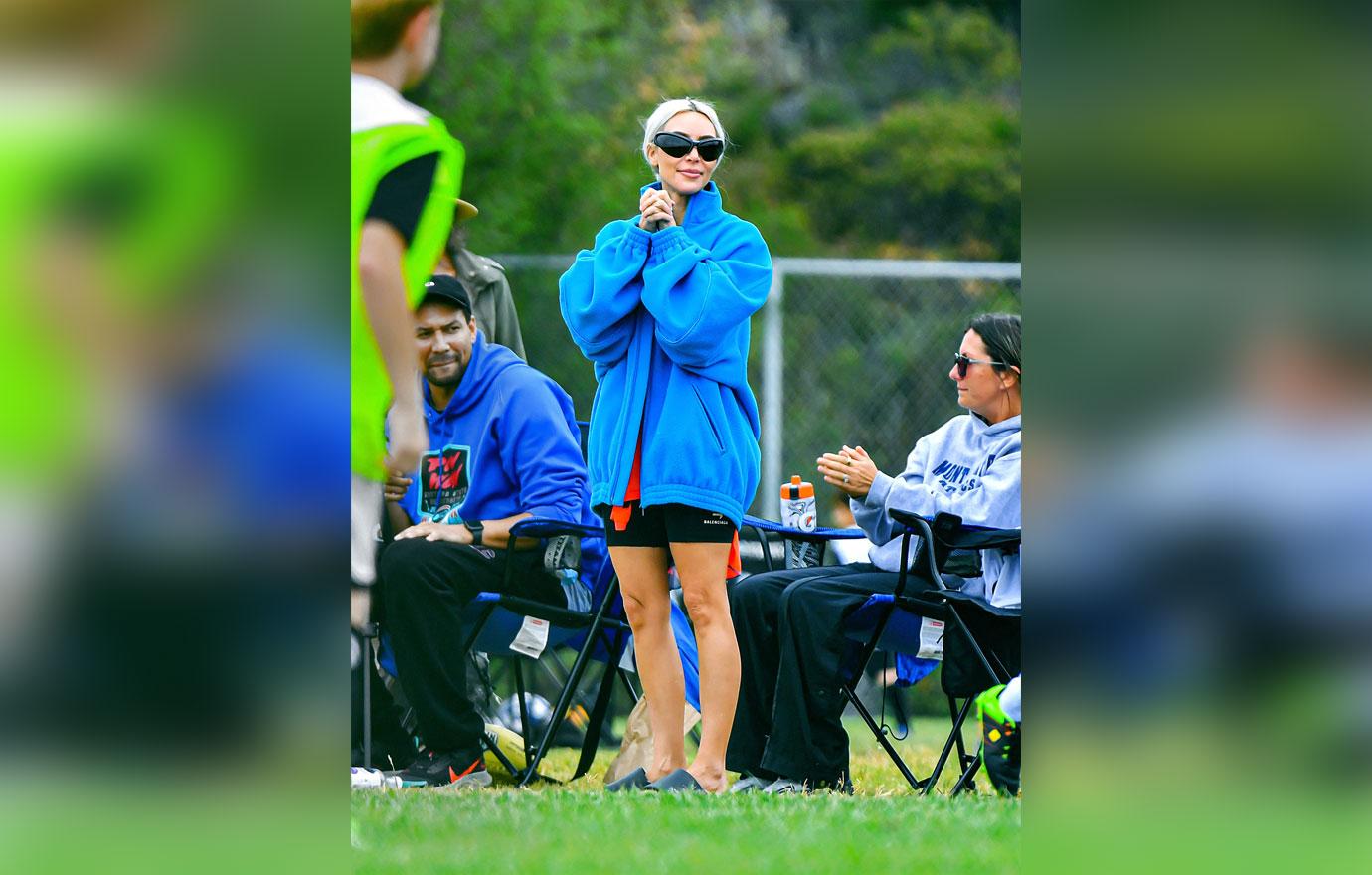 kim kardashian ignores kanye west screaming sons soccer game