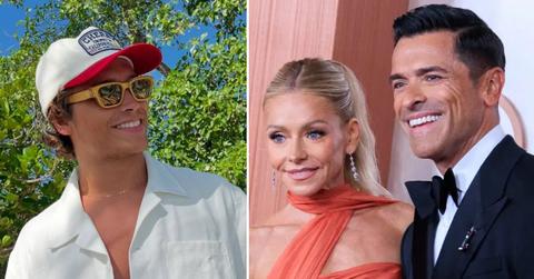 Split photo of Joaquin Consuelos and his parents, Kelly Ripa and Mark Consuelos.