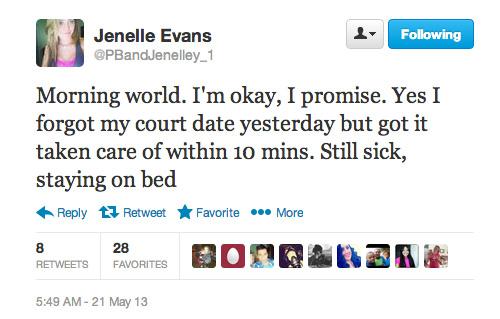 //jenelle evans jail tweet