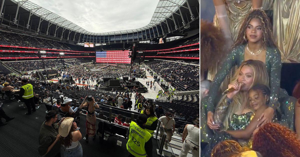 Photos of Tottenham Hotspur stadium and Beyonce with Rumi and Blue Ivy Carter