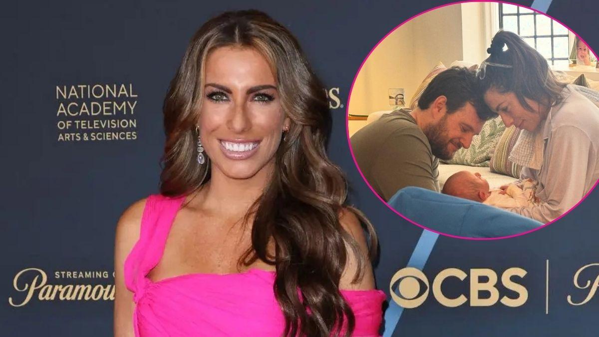 Composite photo of Alyssa Farah Griffin, Justin Griffin and their infant son