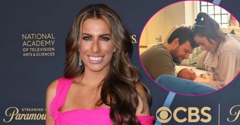 Composite photo of Alyssa Farah Griffin, Justin Griffin and their infant son