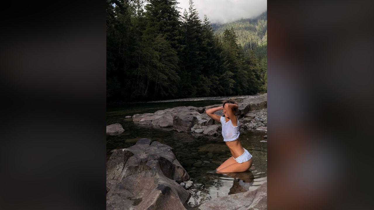 Photo of Bella Hadid made sure to show off her best angles in the tiny outfit.
