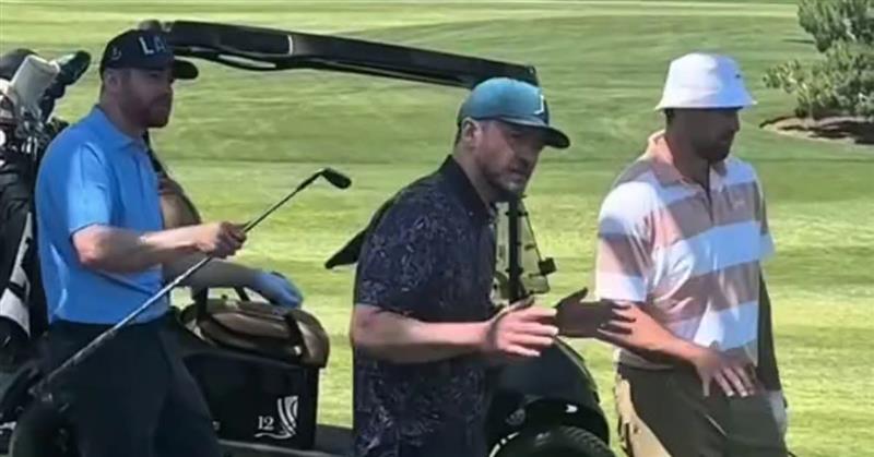 justin timberlake travis kelce sensual dance moves golf