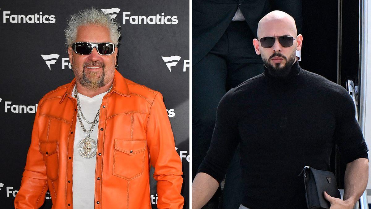 split photo of guy fieri and andrew tate