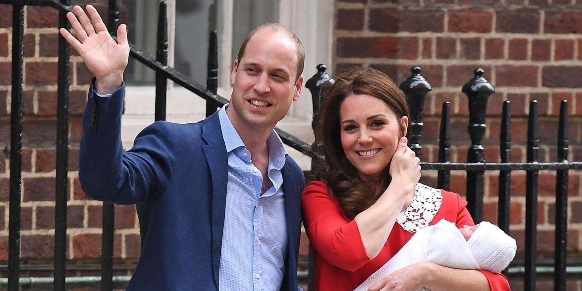 Catherine, Duchess of Cambridge and husband, Prince William pictured with their 3rd child leaving St. Mary&#8217;s Hospital