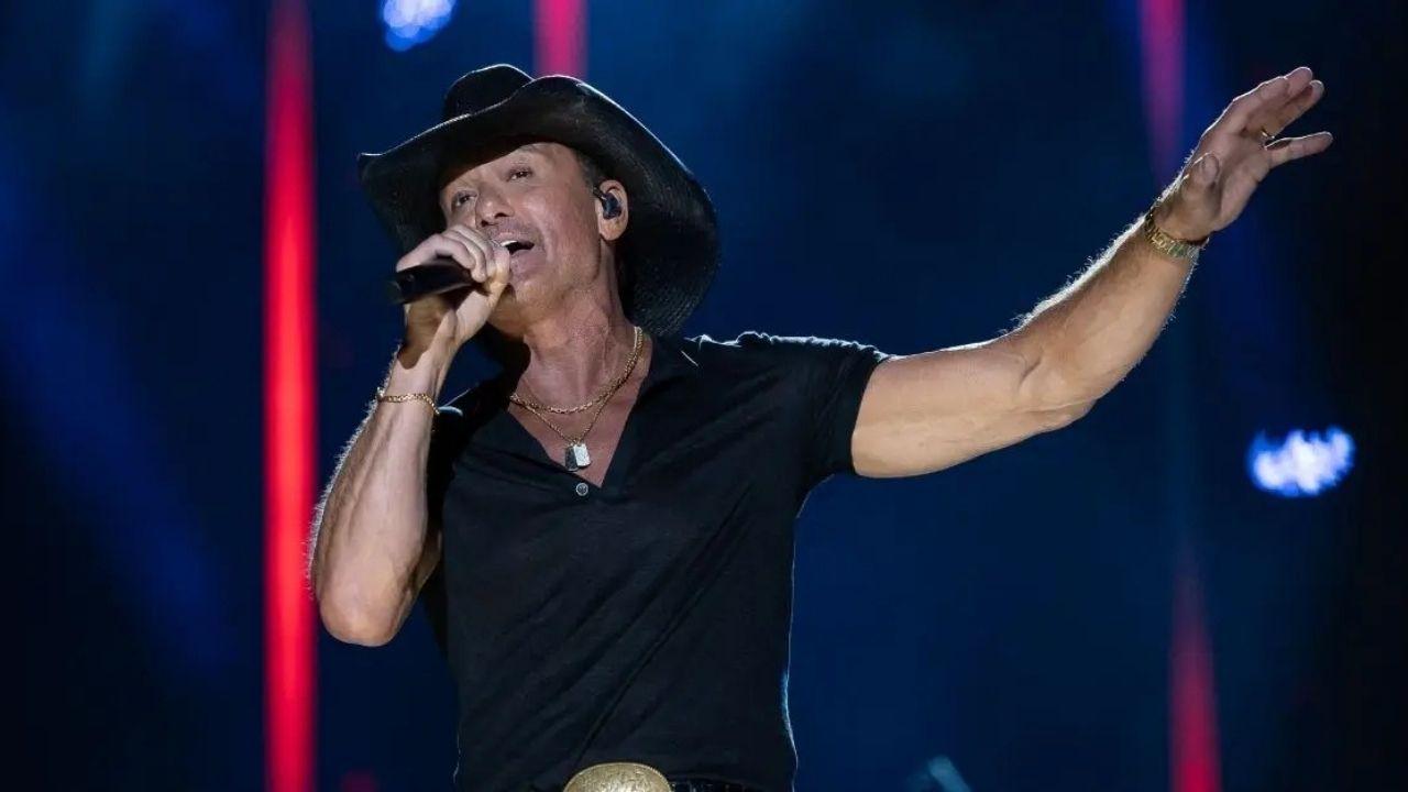 Image of Social media users commented on Tim McGraw's stage tumble mid performance on X.