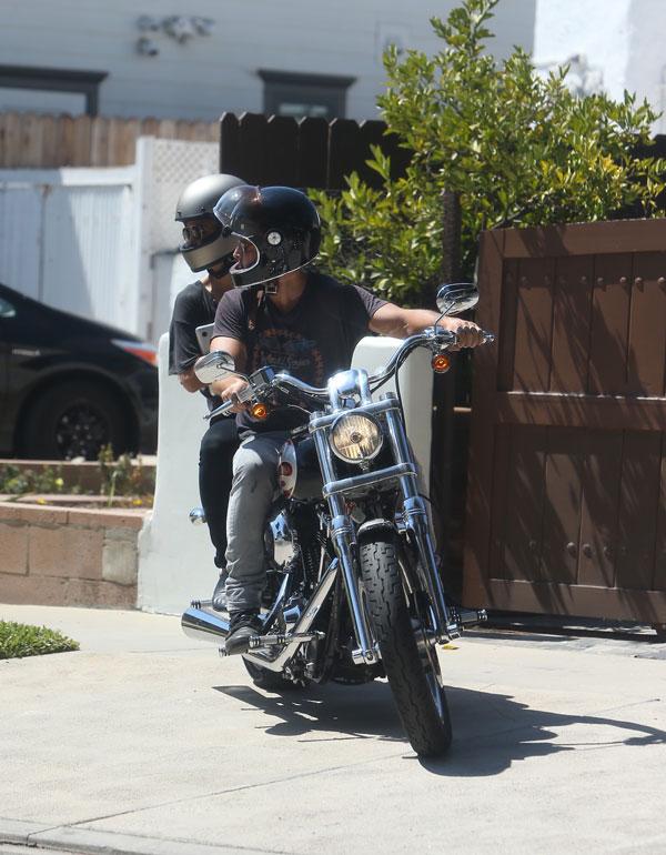 peter facinelli riding motorcycle with mystery blonde