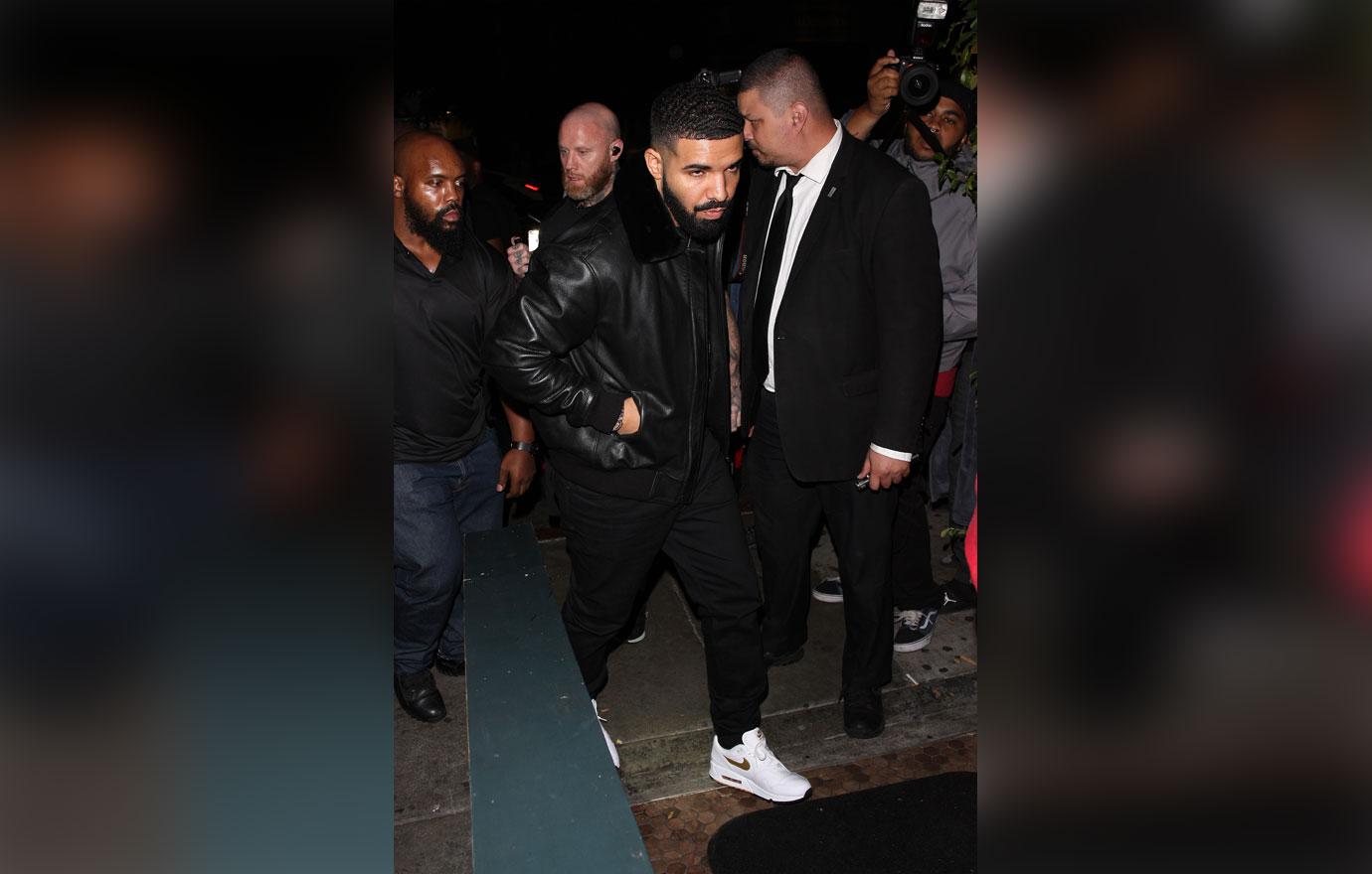 Rapper Drake is seen going to the Poppy club to party after performing on stage at The Forum