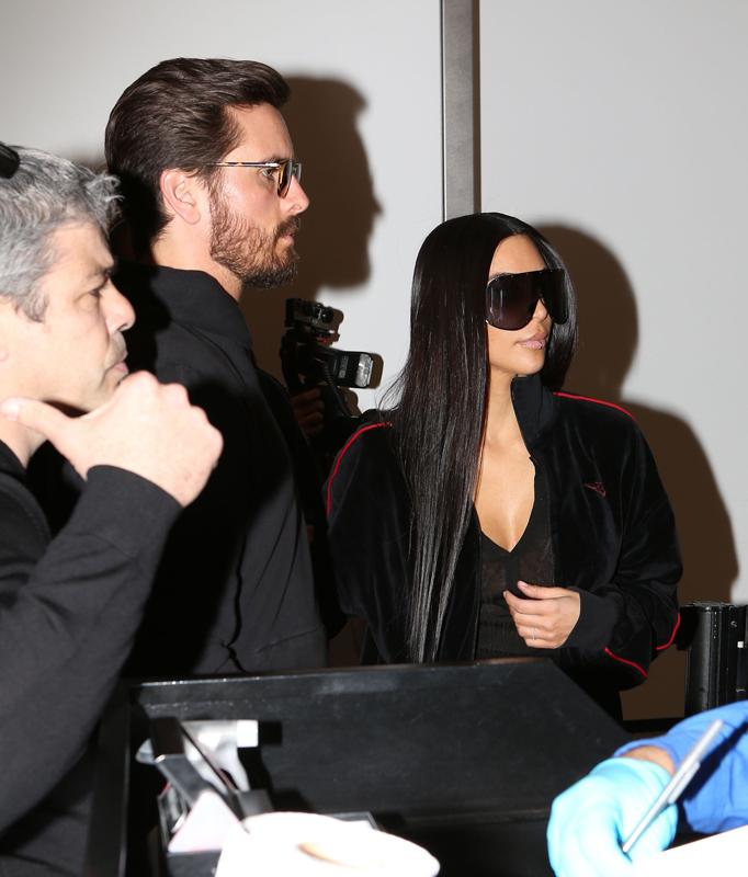 Kim Kardashian &amp; Scott Disick Departing On A Flight At LAX