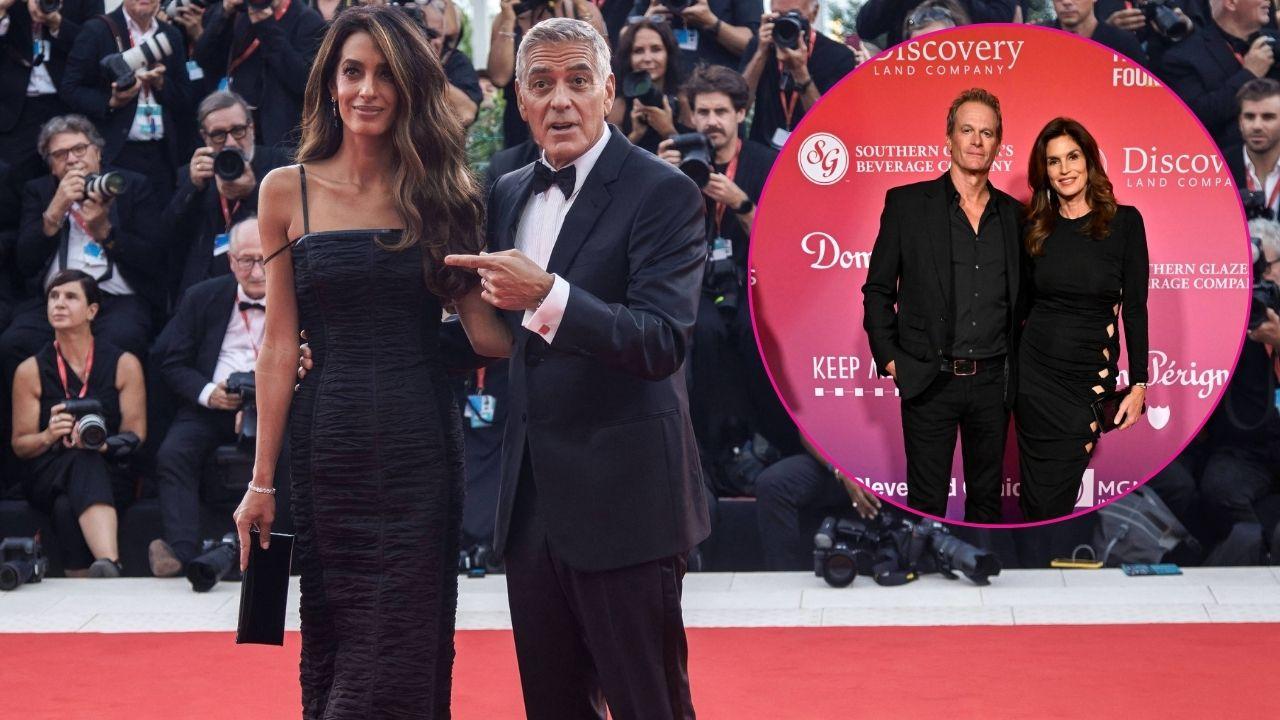 Image of Amal and George Clooney, Rande Gerber and Cindy Crawford