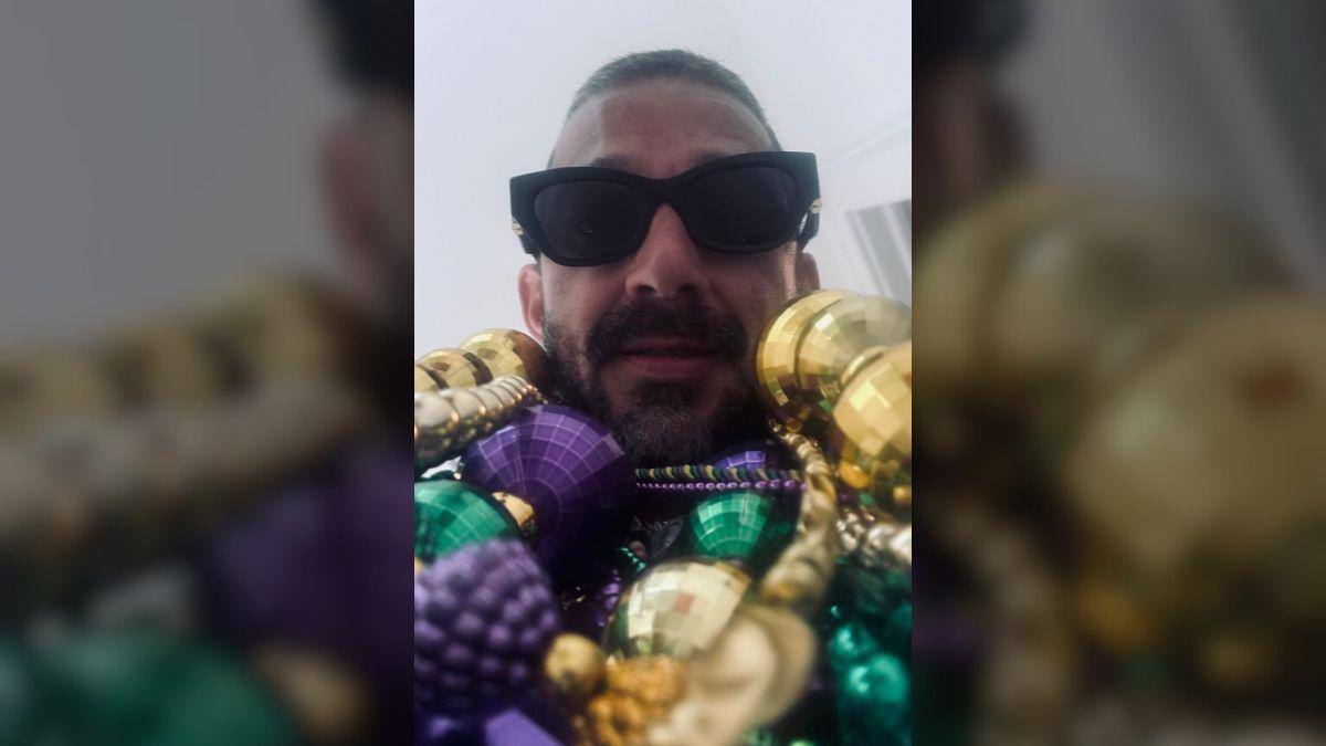 Photo of Shia LaBeouf shared a photo while wearing Mardi Gras beads before his arrest.