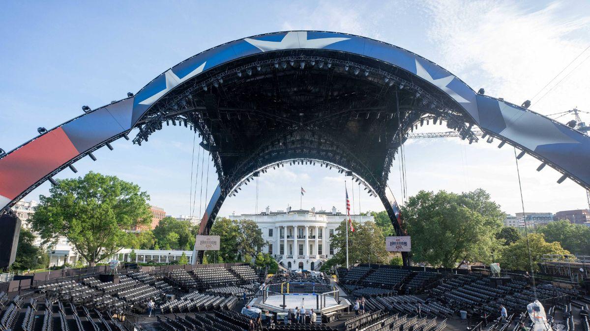 Image of Construction transformed the South Lawn into a fight venue.