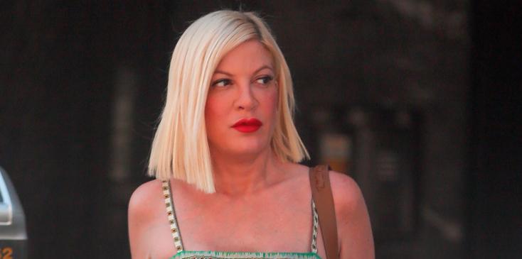 *EXCLUSIVE* Tori Spelling channels cowgirl vibes as she leaves a business meeting