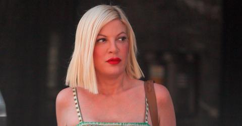 *EXCLUSIVE* Tori Spelling channels cowgirl vibes as she leaves a business meeting