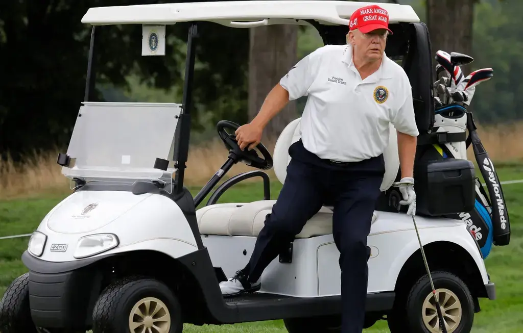 joe biden donald trump entourage mocked stroking ego golf course