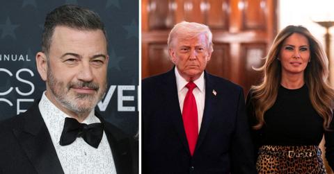 split photo of jimmy kimmel and donald and melania trump