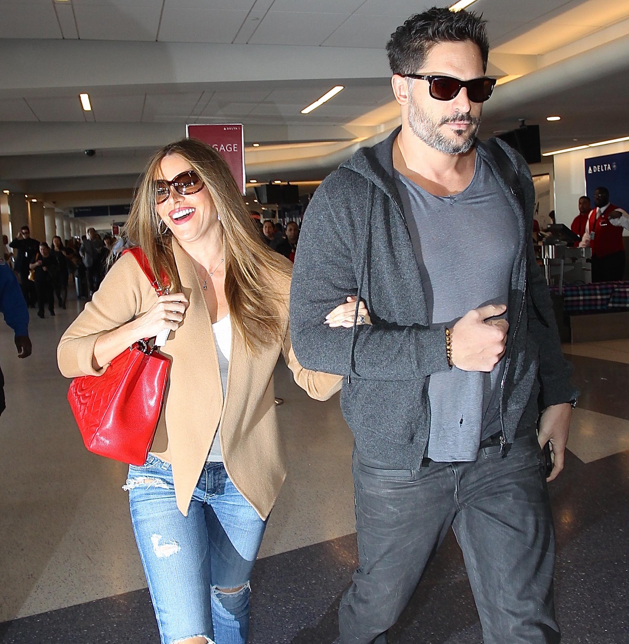 Sofia Vergara and Joe Manganiello seen departing on a flight at LAX