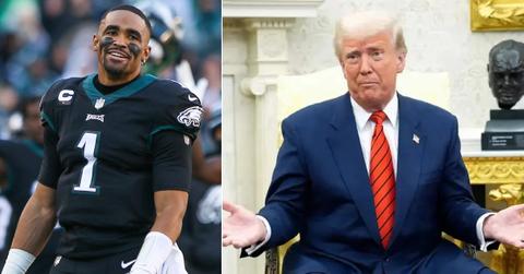 Composite photo of Jalen Hurts and Donald Trump