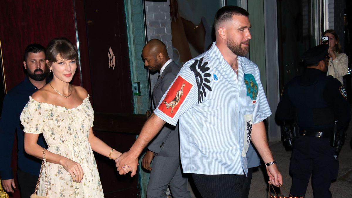 Image of Travis Kelce gushed about Adam Sandler before requesting him to officiate his and Taylor Swift's wedding.