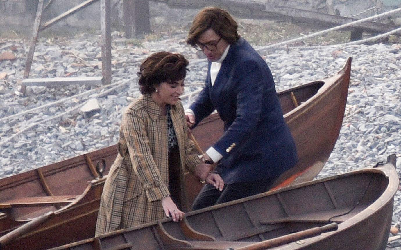 Lady Gaga, Adam Driver Spotted in a Rowboat on 'Gucci' Film Set