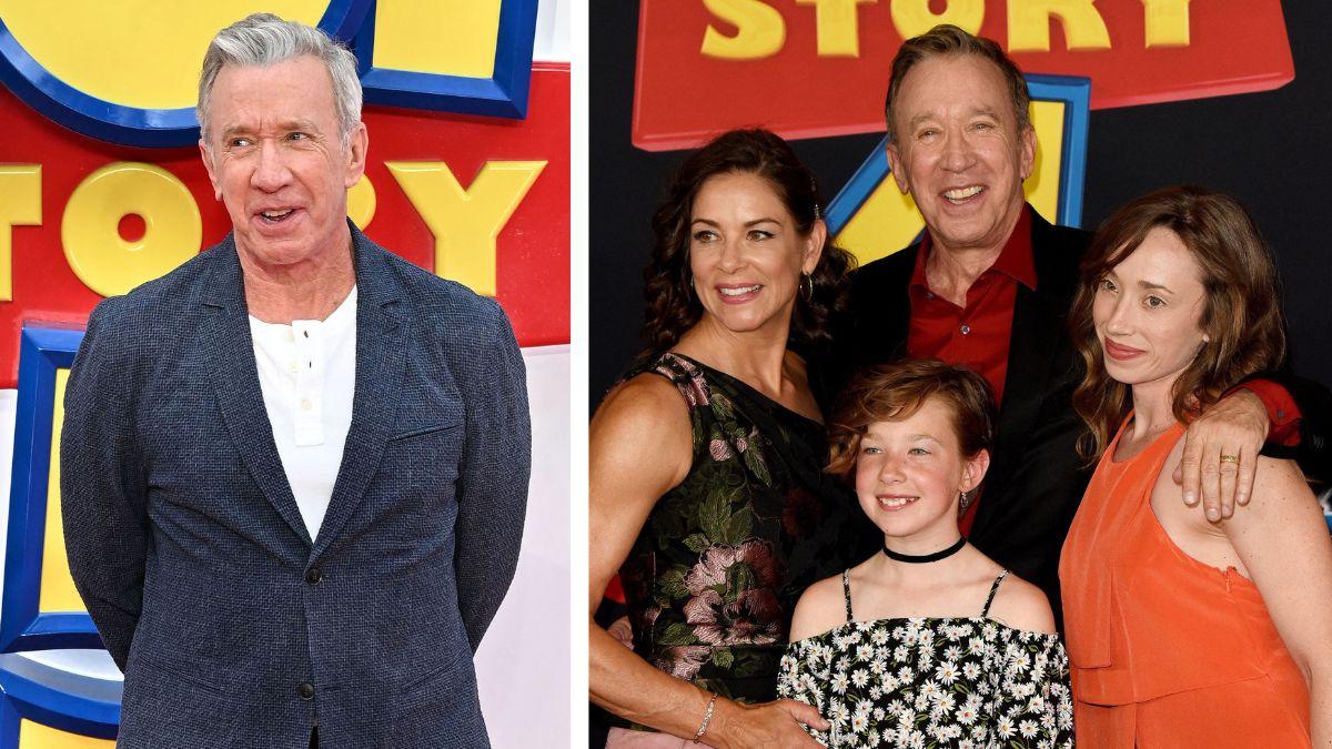 Composite photo of Tim Allen and his wife and kids
