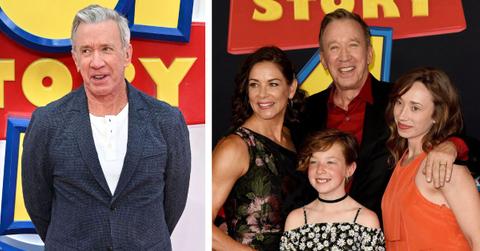 Composite photo of Tim Allen and his wife and kids